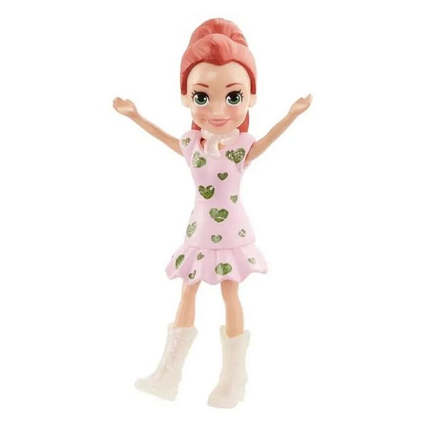 Boneca Polly Pocket Básica Lila Vestido rosa florido