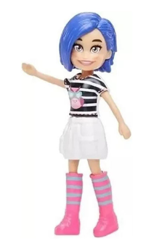 Boneca Polly Pocket Básica Bella Blusa Listrada Saia Branca