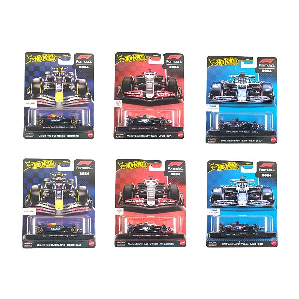 Hot Wheels Premium Formula 1 Redbull Haas Alpine Set c/ 06 Miniaturas HRV11