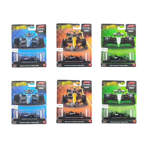 Hot Wheels Premium Formula 1 Williams Sauber Mclaren Set c/ 06 Miniaturas HRV11