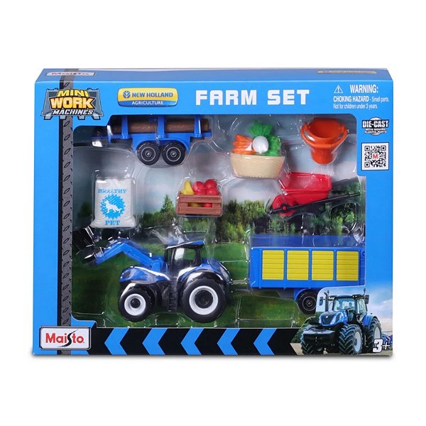 Maisto Mini Work Machines 1:64 Playset Farm Set New Holland