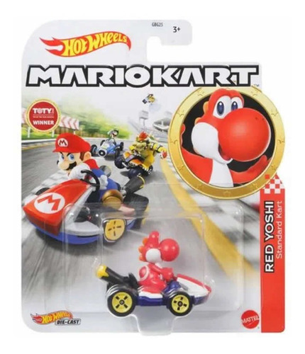 Hot Wheels Mario Kart Red Yoshi Standard Kart Gpd90