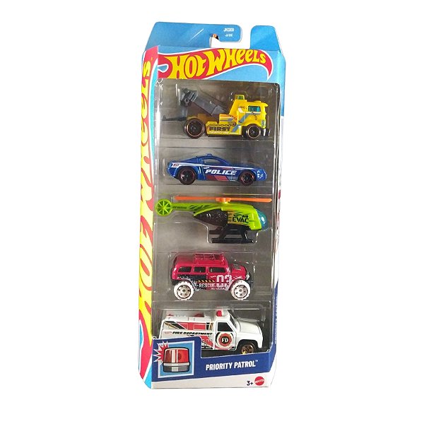Hot Wheels Pacote c/ 05 Carrinhos Priority Patrol JKG09