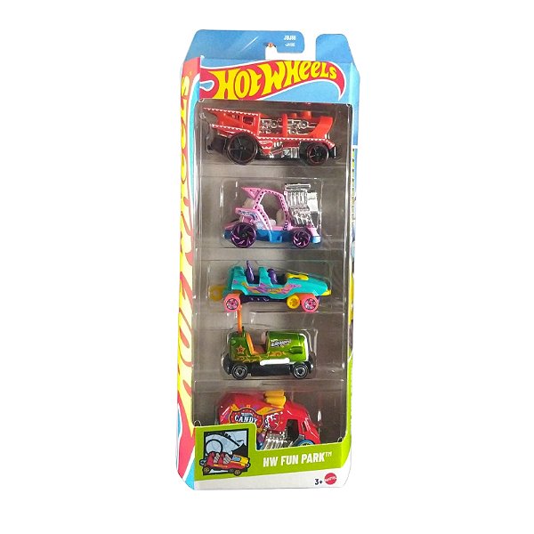 Hot Wheels Pacote c/ 05 Carrinhos Fun Park JBJ88