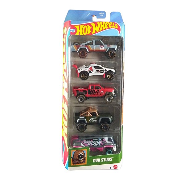 Hot Wheels Pacote c/ 05 Carrinhos Mud Studs JKG10