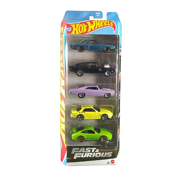 Hot Wheels Pacote c/ 05 Carrinhos Fast & Furious JBJ80