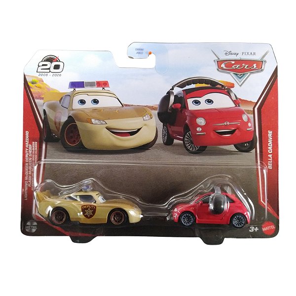 Miniatura Disney Cars Pack c/ 2 Mcqueen Sherif & Bella