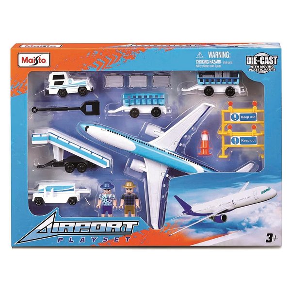 Playset Aeroporto Maisto com Avião e 5 Veículos