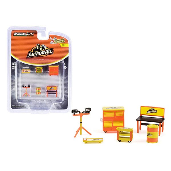 Acessórios Oficina GreenLight Armor All 1:64 - 6 Peças