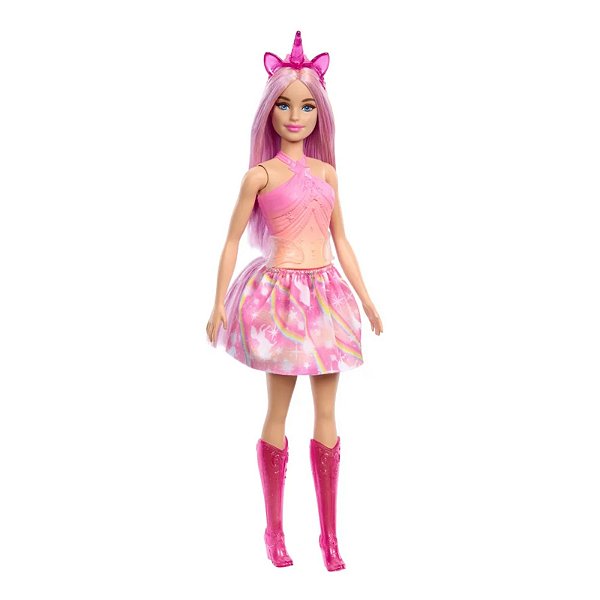 Boneca Barbie Fantasy Unicórnio Cabelo Rosa Mattel