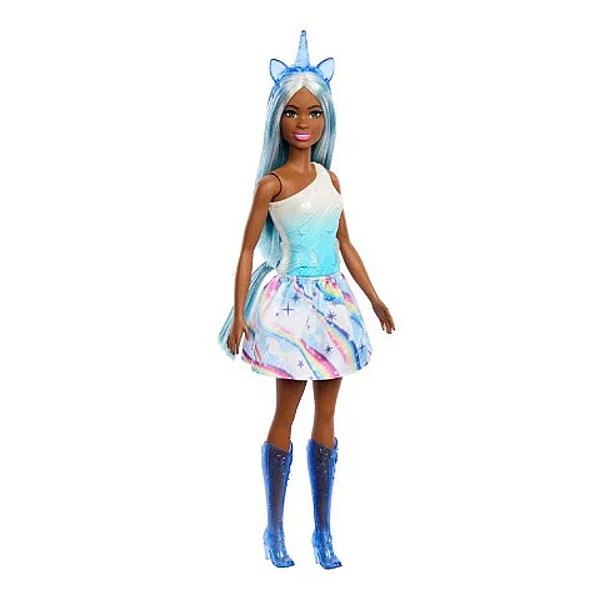 Boneca Barbie Fantasy Unicórnio Cabelo Azul Mattel