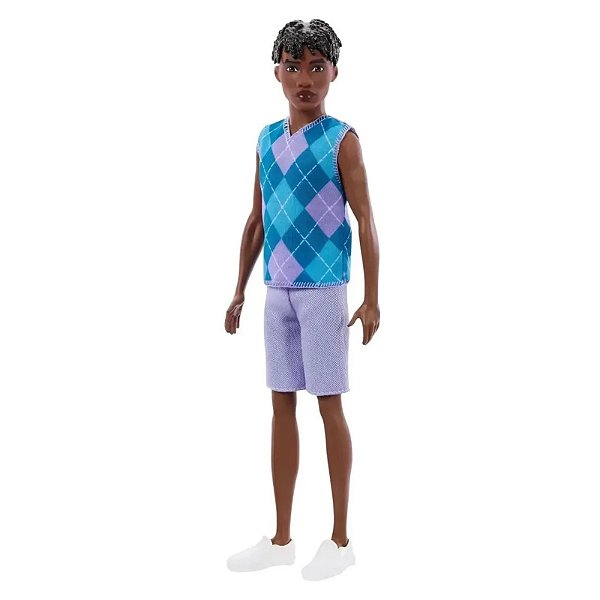Boneco Barbie Ken Fashionistas 253 Tranças Bermuda Lilás