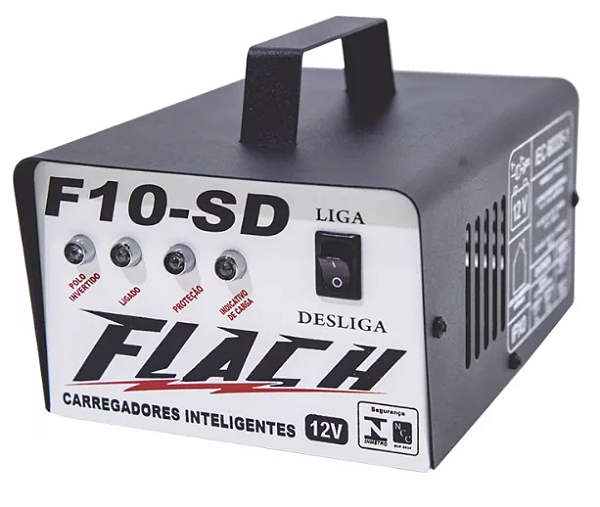 Carregador De Bateria Automático 10Amp 12V Bivolt F10-Sd - Flach