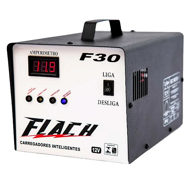 Carregador De Bateria Automático 30Amp 12V Bivolt F30 com Visor - Flach