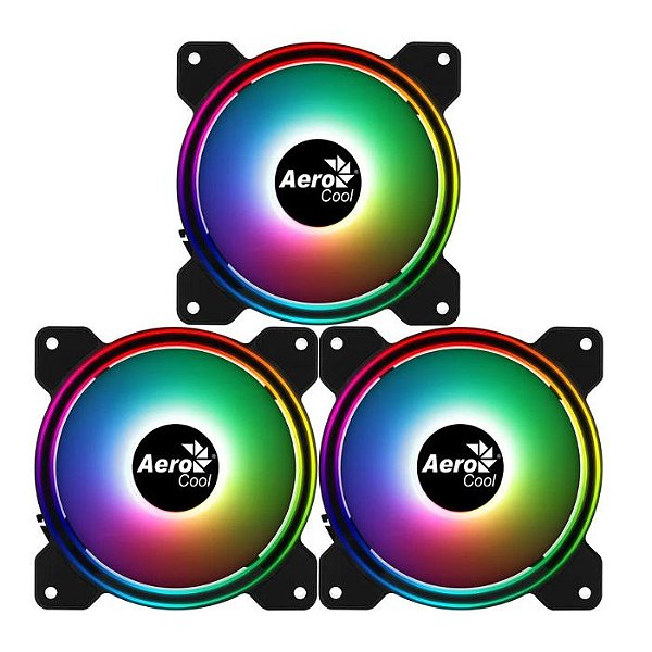 Kit 3 Cooler Fan Saturn Aerocool DRGB Preto 12F