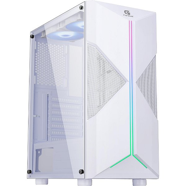 Gabinete Gamer Fortrek Holt RGB Mid Tower S/Fan S/Fonte - Branco