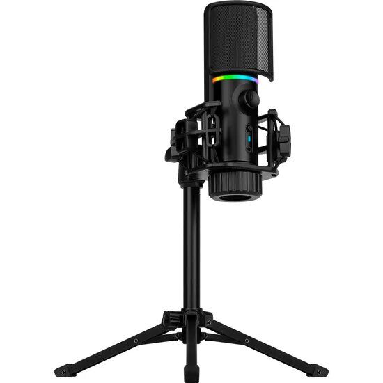 Microfone Gamer Streamplify Mic Tripod RGB Com Tripé - Preto