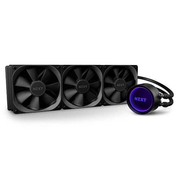 Water Cooler NZXT Kraken X73 RGB 360mm Preto Com Bloco Em Espelho Infinito - RL-KRX73-01
