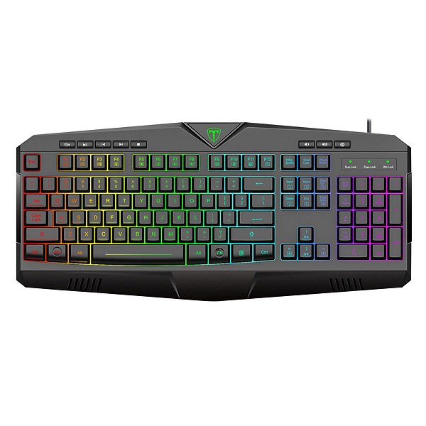 Teclado Gamer Membrana T-Dagger Submarine RGB ABNT2 Full-Size Preto - T-TGK205