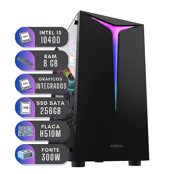 Computador Intel Core i5 10400 Windows 11 8GB SSD 256GB 300W