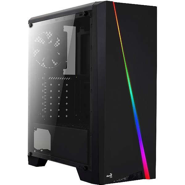 Gabinete Gamer Aerocool Cylon RGB 1 Fan ATX  Lateral Acrílico - Preto