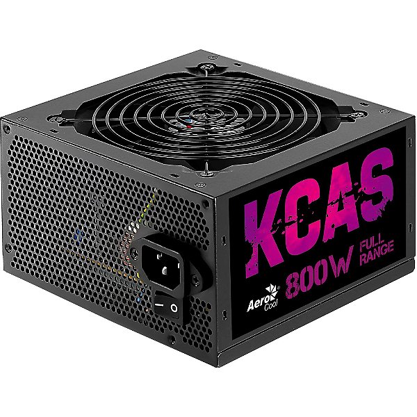 Fonte Gamer Aerocool KCAS 800W 80 Plus ATX Full Range APFC Sem Cabo
