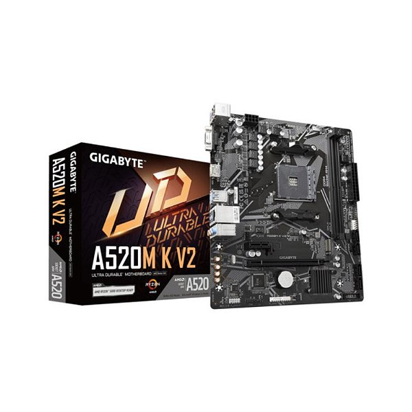 Placa Mãe Gigabyte A520M K V2 1.0 AMD Ryzen AM4 DDR4 Matx M.2 Nvme Vga/hdmi