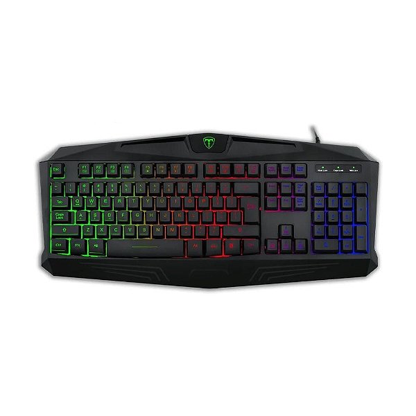 Teclado Gamer Membrana T-Dagger Tanker Rainbow USB 2.0 ABNT2 Full Size Preto - T-TGK106