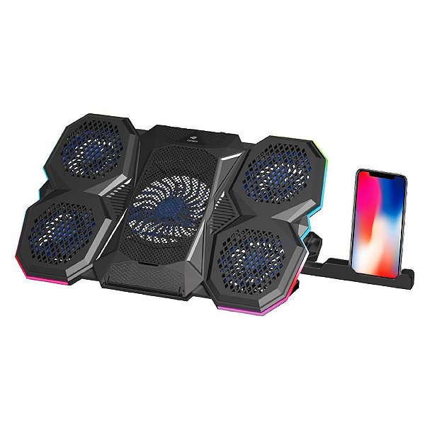 Suporte Gamer para Notebook C3Tech RGB 5 Fans  Até 17.3" Preto - NBC-300BK