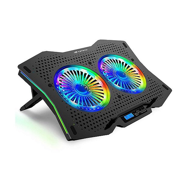 Suporte Gamer Para Notebook C3Tech RGB Até 17.3" Display LCD 2 Fans - NBC-400BK C3TECH