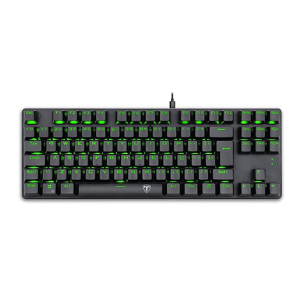 Teclado Mecânico T-Dagger Bora LED Verde Switch Azul ABNT2 Preto - T-TGK313-BL (PT-GREEN LED)
