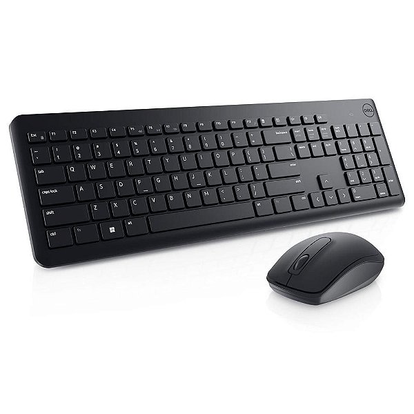 Kit Teclado e Mouse Dell KM3322W Sem Fio USB ABNT2 Pilha AAA Preto - 580-BBBB