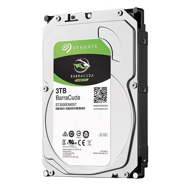 HD Interno 3TB Seagate BarraCuda SATA 3,5´ 5400RPM 256MB Cache SATA 6Gb/s - ST3000DM007