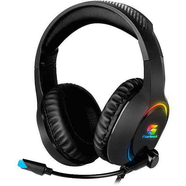Headset Gamer Fortrek Holt RGB Drivers 50mm P2 + USB Microfone Preto