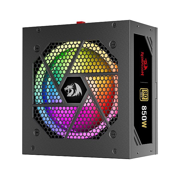 Fonte Redragon 850W RGPS RGB 80 Plus Gold Full Modular ATX 2.3 PFC Ativo - GC-PS007-1