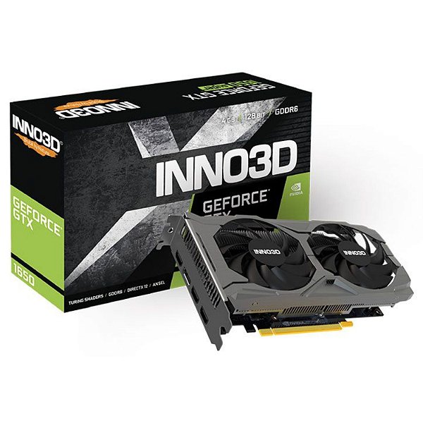 Placa De Vídeo INNO3D GeForce GTX 1650 TWIN OC X2 4GB GDDR6 128-BIT - N16502-04D6X-171330N