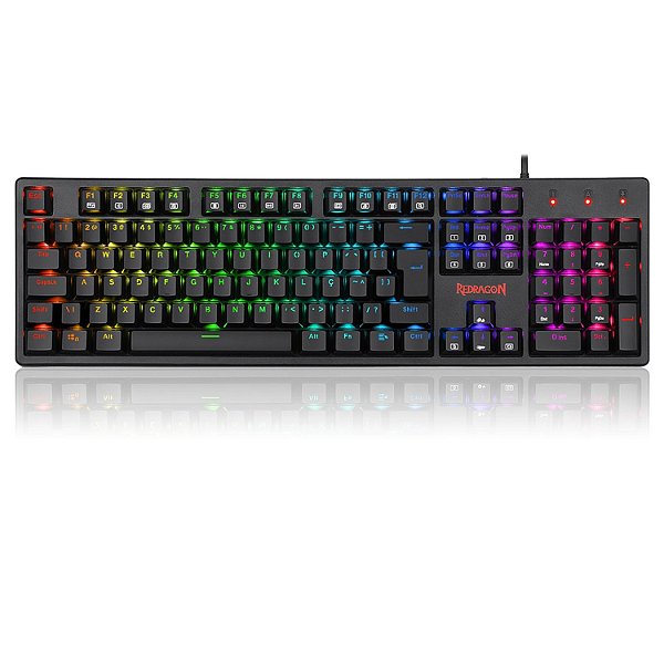 Teclado Mecânico Gamer Redragon Kama RGB Switche Azul ABNT2 Preto - K578-RGB