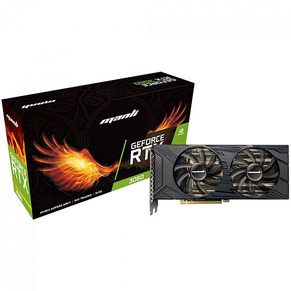 Placa de Vídeo Manli RTX3060 NVIDIA GeForce LHR 12GB GDDR6 DLSS - M-NRTX3060/6RFHPPPV2