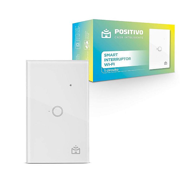 Smart Interruptor Positivo 1 Módulo Touch 2300W Alexa Ou Google Assistente Branco