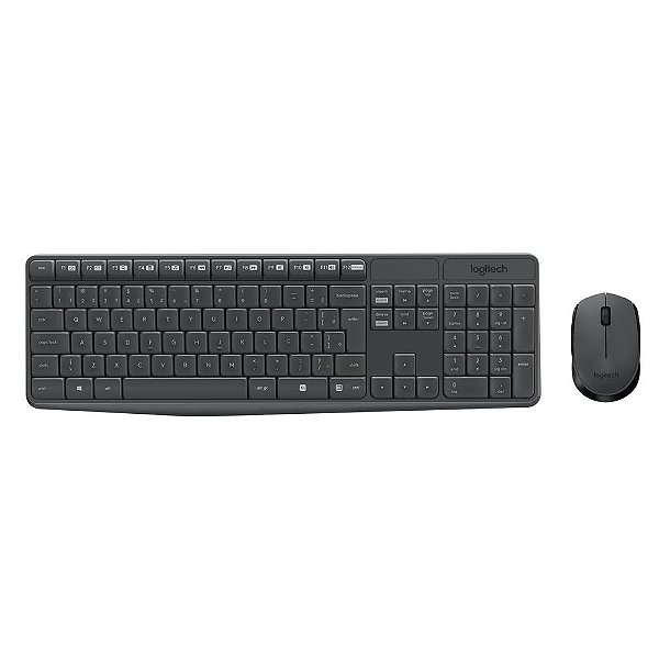 Kit Teclado E Mouse Logitech MK235 Sem Fio 2.4GHz USB ABNT2 - 920-007903