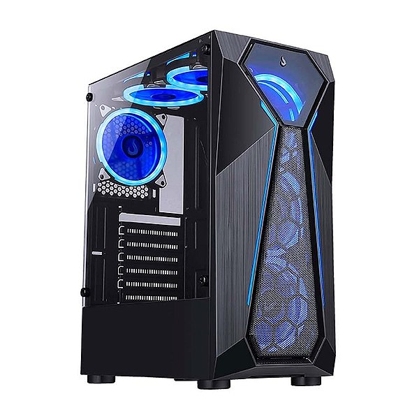 Gabinete Gamer Rise Mode X4 Glass S/Fan S/Fonte Barra De LED RGB Lateral Vidro Fumê Preto - RM-X4-04-FB