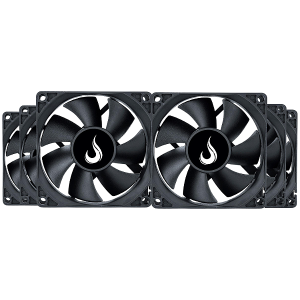 Kit 6 Cooler Fan Rise Mode Black 80mm 12v Preto - RM-BK-02-FB