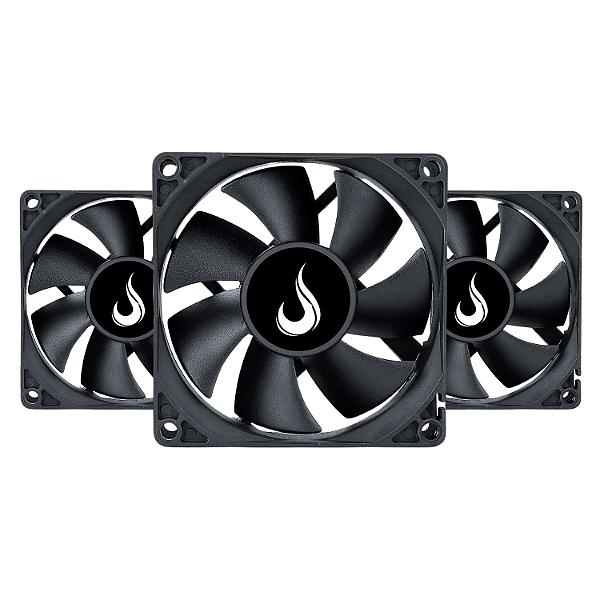 Kit 3 Cooler Fan Rise Mode Black 80mm 12v Preto - RM-BK-02-FB