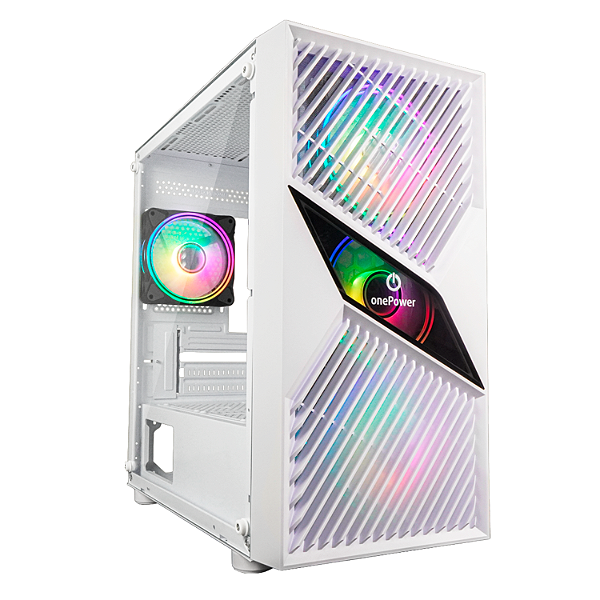 Gabinete Gamer One Power Fractal CC-201W S/Fans S/Fonte Mid Tower Vidro temperado Branco - CC-201W