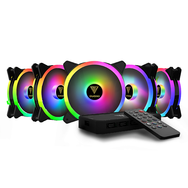 Kit 5 Fans E Controladora Gamdias Aeolus M2-1205R ARGB 120mm - AEOLUS M2-1205R
