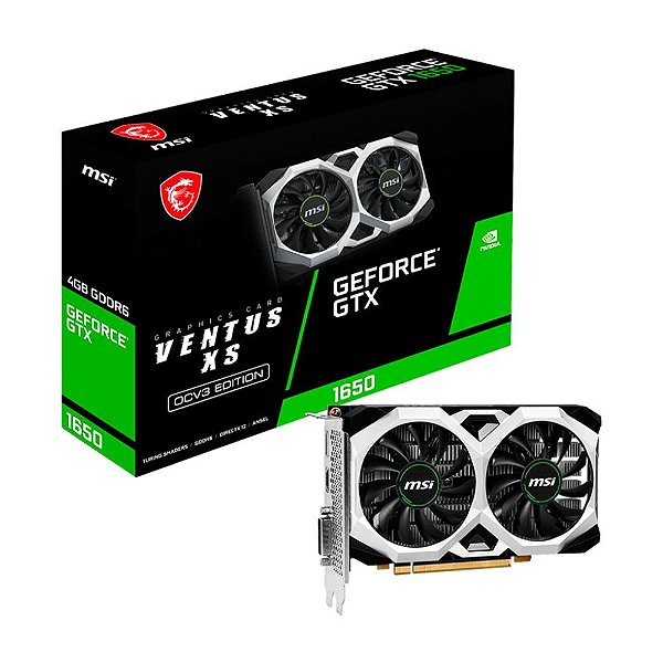 Placa De Vídeo MSI D6 Ventus XS OCV3 GTX 1650 NVIDIA GeForce 4GB GDDR6 128 Bits G-Sync - 912-V812-003