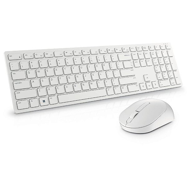 Kit Teclado E Mouse Dell Pro Sem Fio 4000DPI 2.4GHz USB ABNT2 Branco Gelo - KM5221W