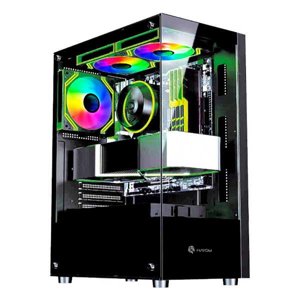 Gabinete Gamer Hayom 3 Fans S/Fonte MidTower ATX Vidro Temperado Preto - GB1792