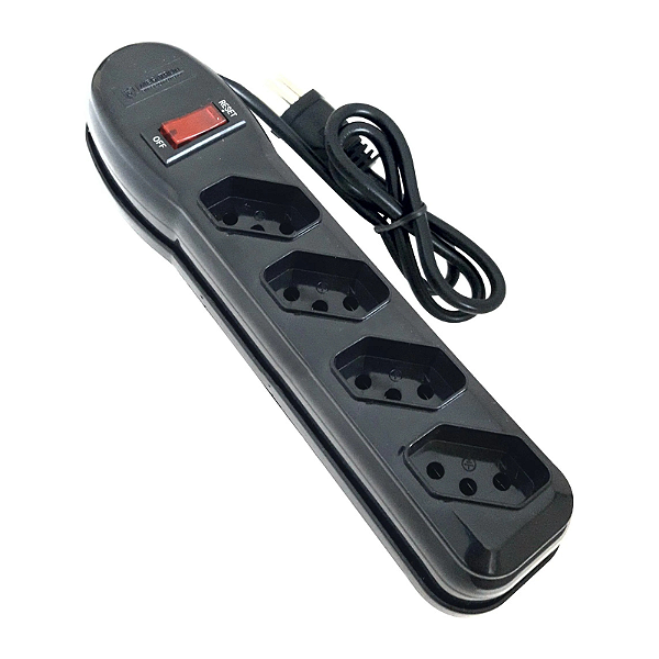 Filtro de Linha Megatron Com 4 Tomadas 1M Circuit Breaker Bivolt Preto
