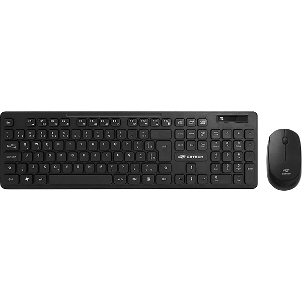 Kit Teclado E Mouse C3Tech K-W20BK Sem Fio DPI1000 Wireless ABNT2 Preto - K-W20BK